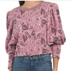 Free People Pink Smoked Crop Top Sweater